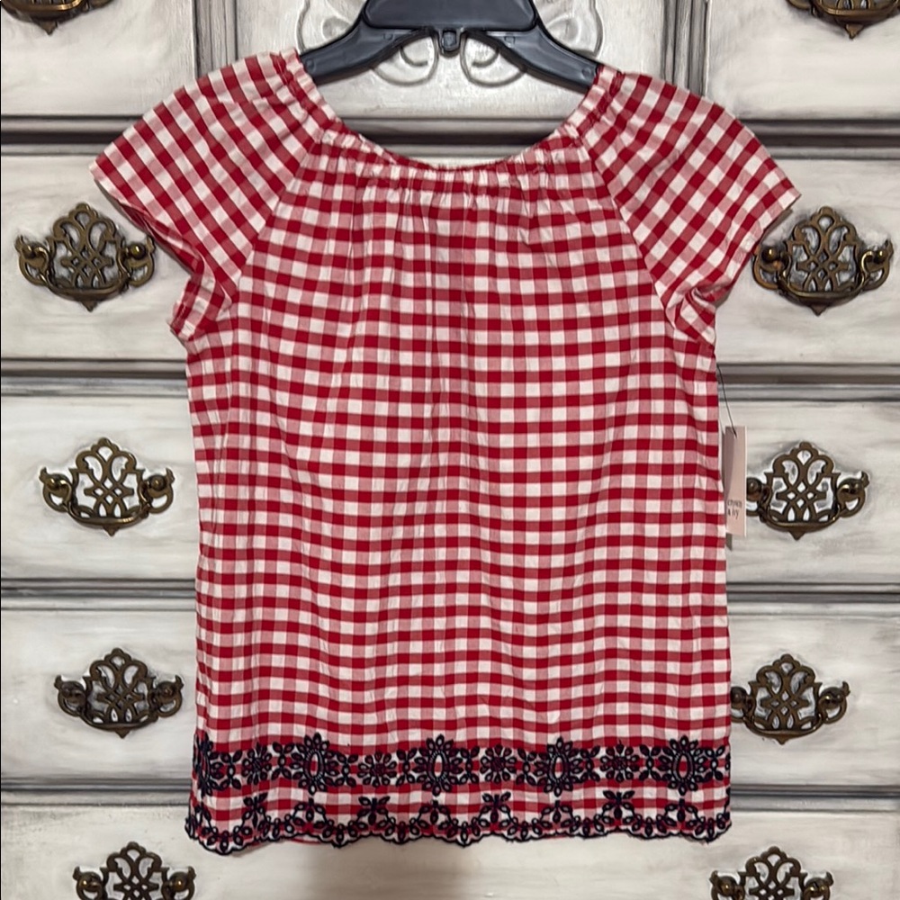 Crown & Ivy Red and White picnic party top